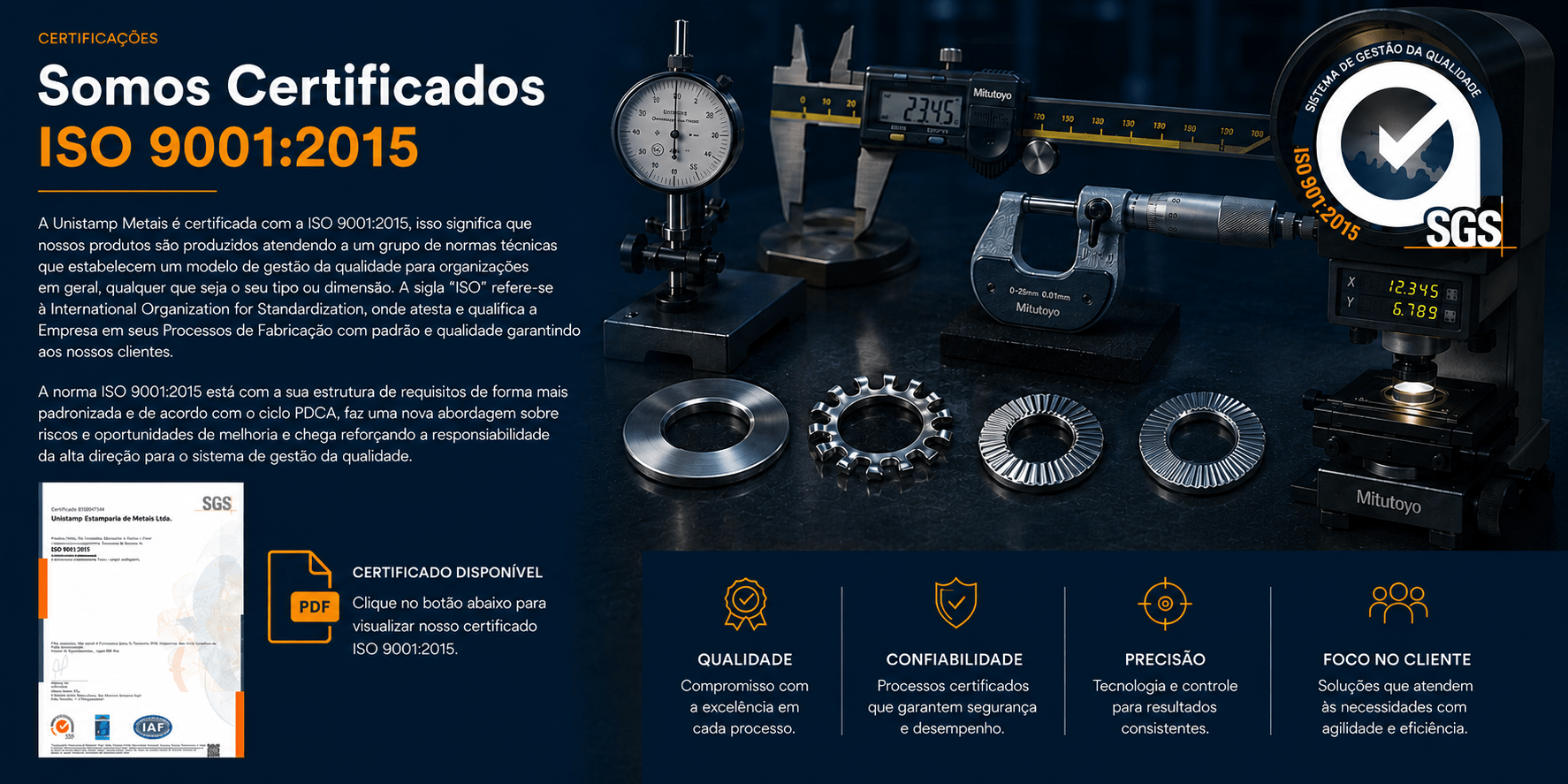 Certificação ISO 9001:2015 Unistamp Metais
