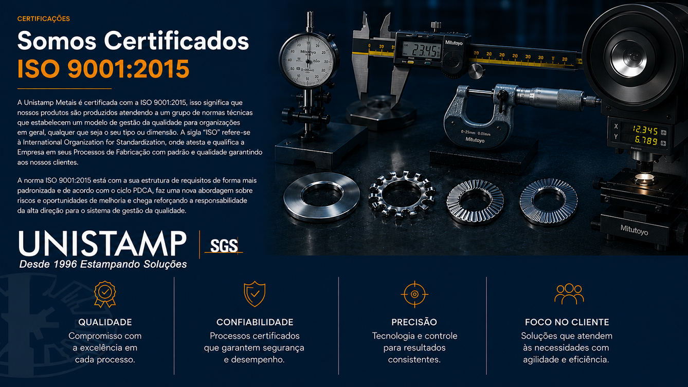 Certificação ISO 9001:2015 Unistamp Metais