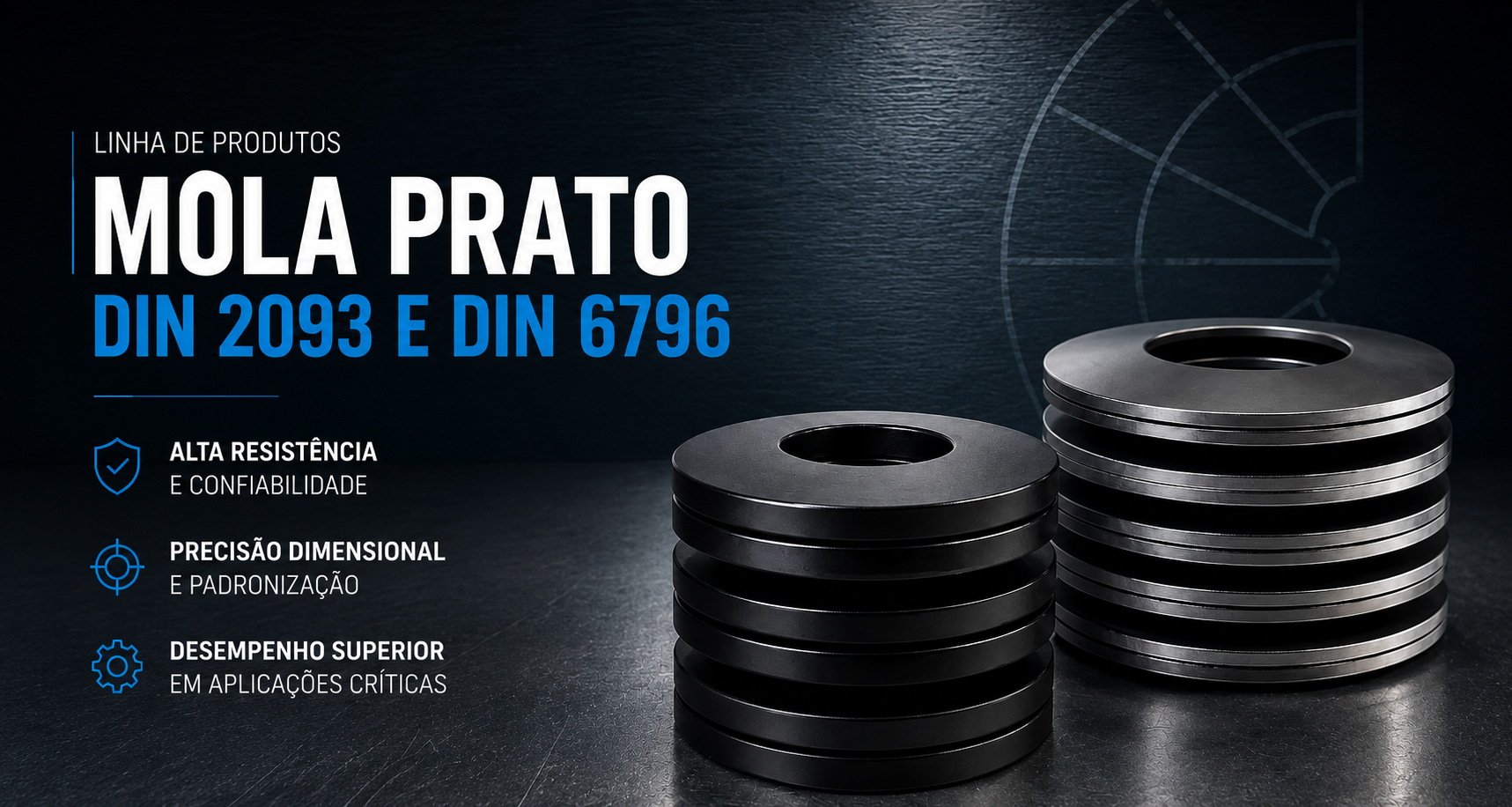 Mola Prato DIN 2093 e DIN 6796 - Fabricante Nacional Unistamp Metais