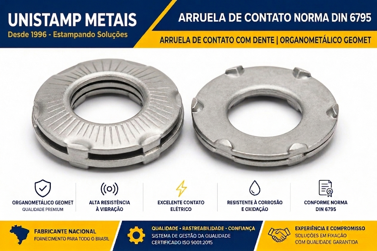 Arruela de Contato Geomet DIN 6795 fabricada pela Unistamp Metais