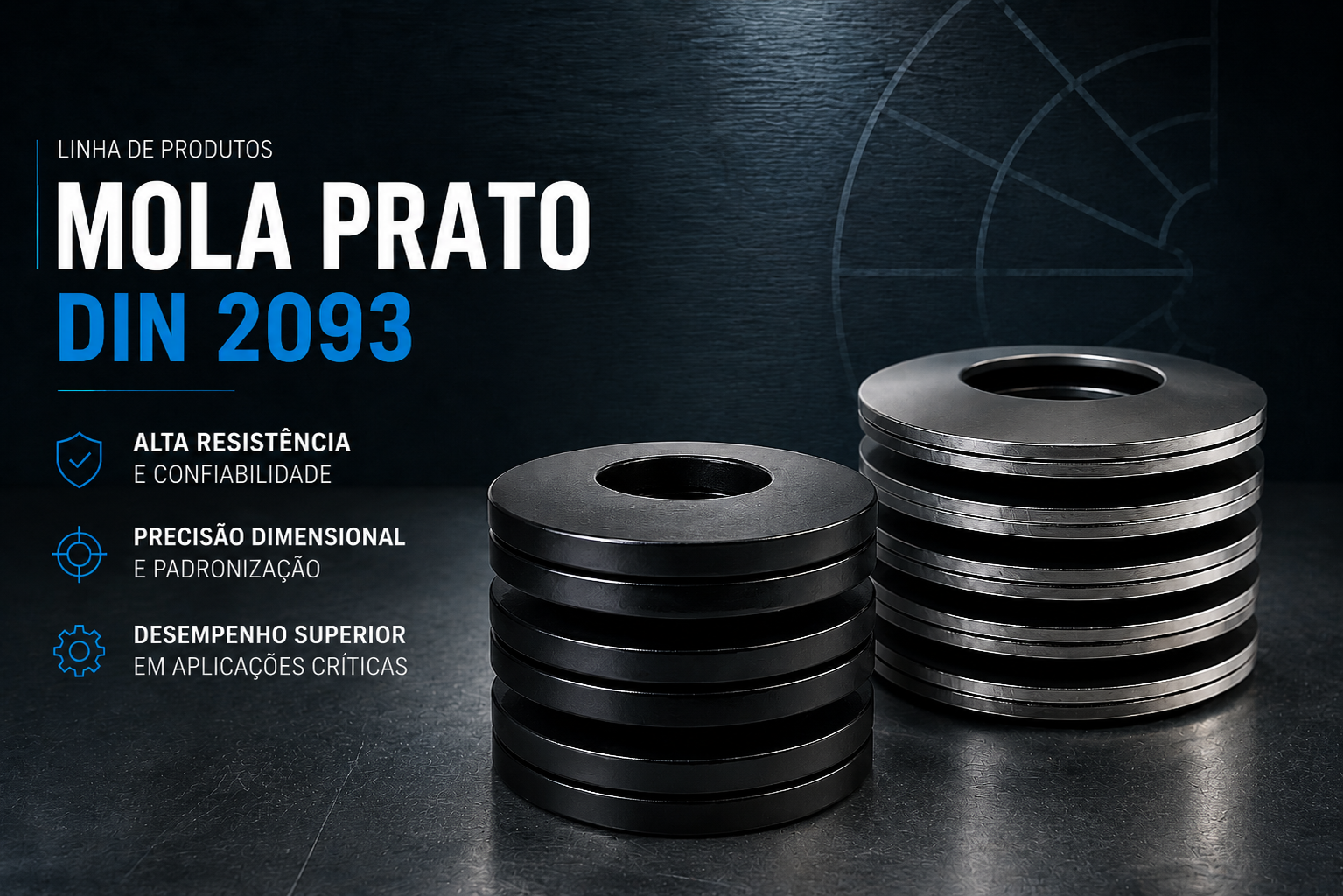 Mola Prato DIN 2093 - Mola Prato EN 16983 - Fabricante Nacional Unistamp Metais