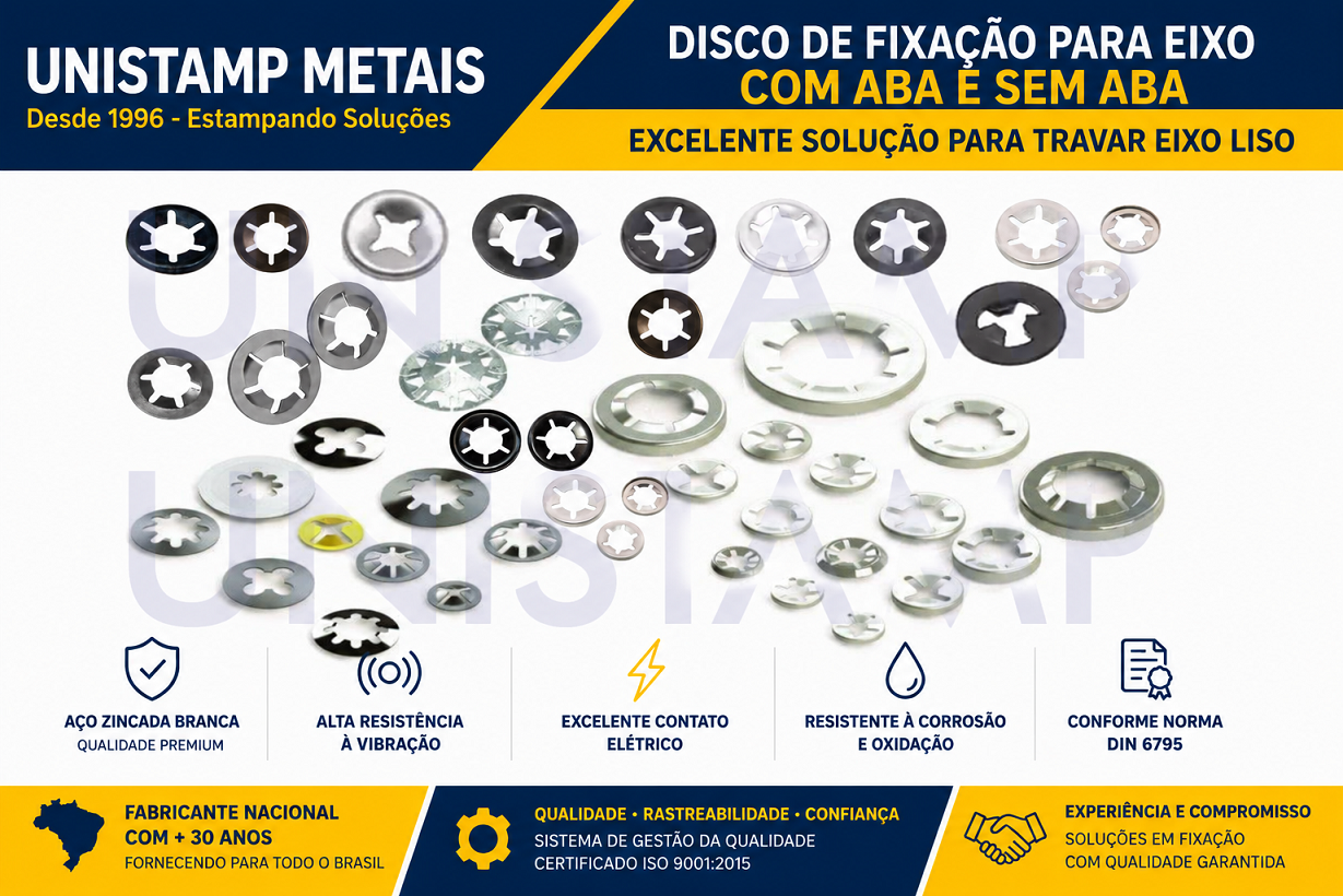 Disco de Fixação com Aba Linha Completa Unistamp Metais com medidas