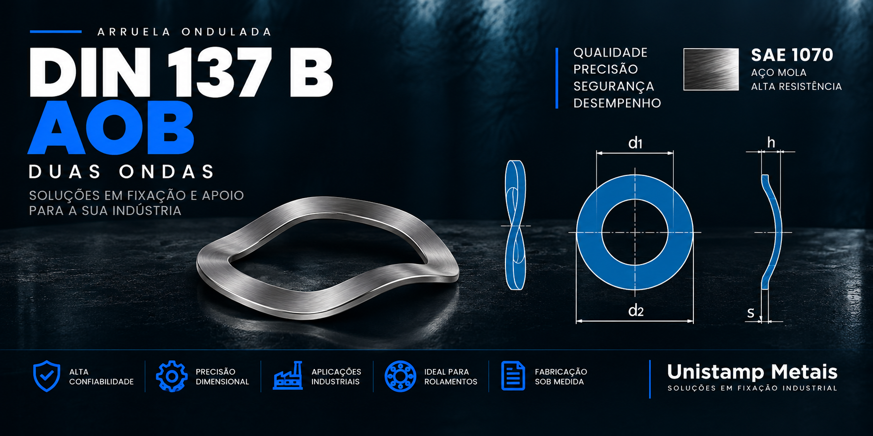 Arruela Ondulada DIN 137 B AOB - Unistamp Metais