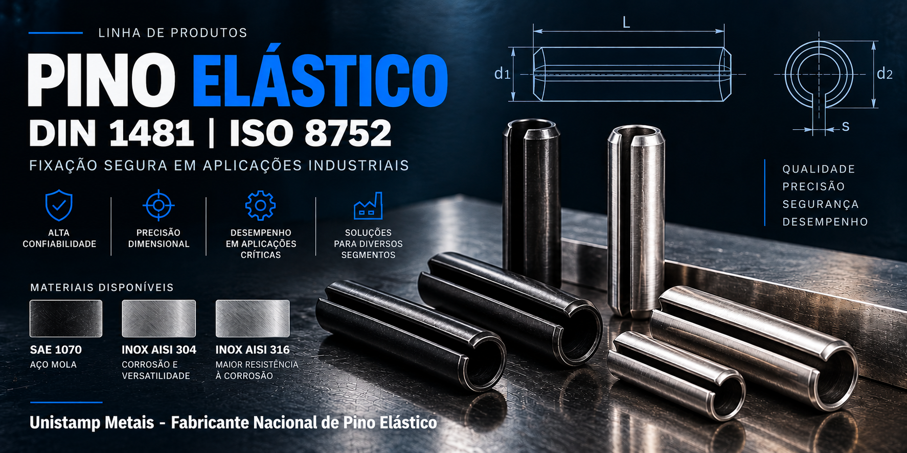 Pino Elástico DIN 1481 | ISO 8752 - Unistamp Metais